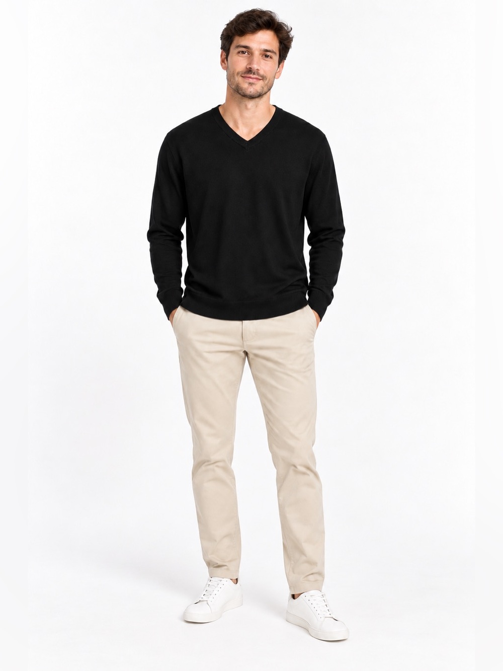 GAP Men’s Black V-Neck Lightweight Knit Sweater Size Large